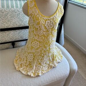 Meadow Rue Yellow and White Lace Top from Anthropologie